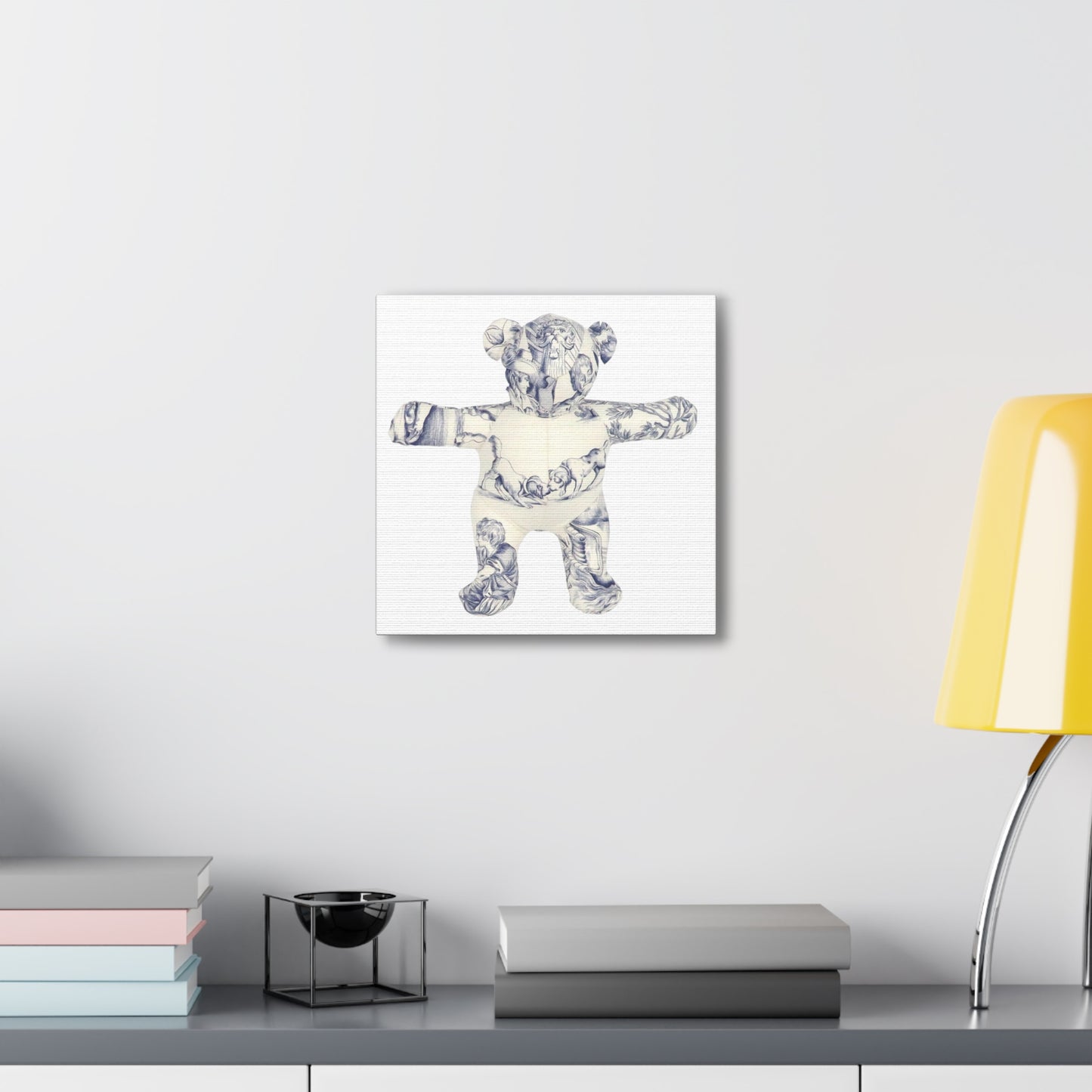 kissing dogs blue and white toile, Canvas Gallery Wraps
