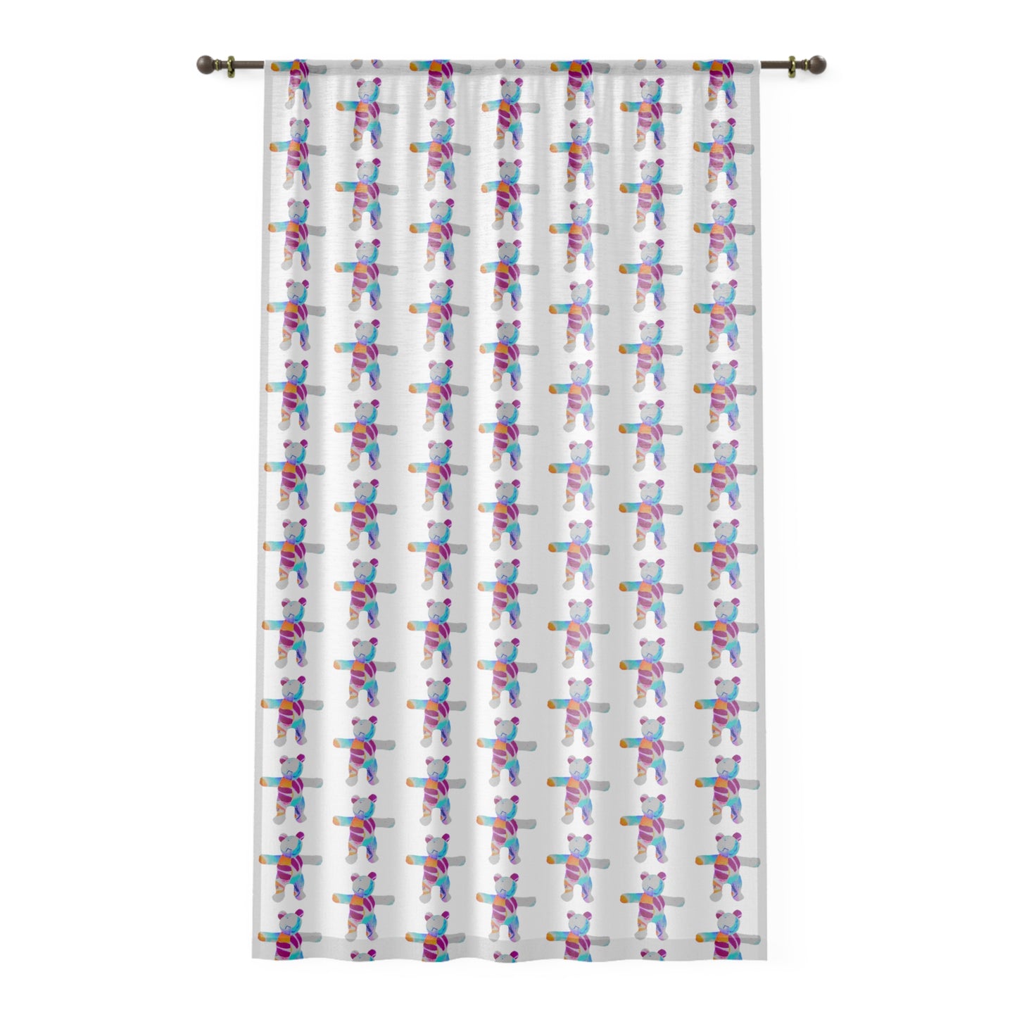 Sheer Window Curtain - Bold Graffiti Teddy Bear