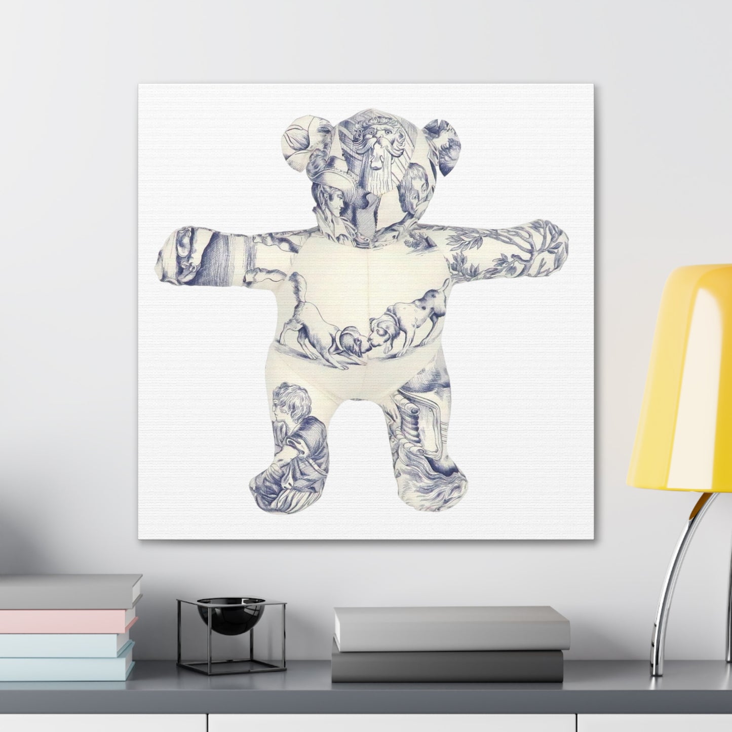 kissing dogs blue and white toile, Canvas Gallery Wraps