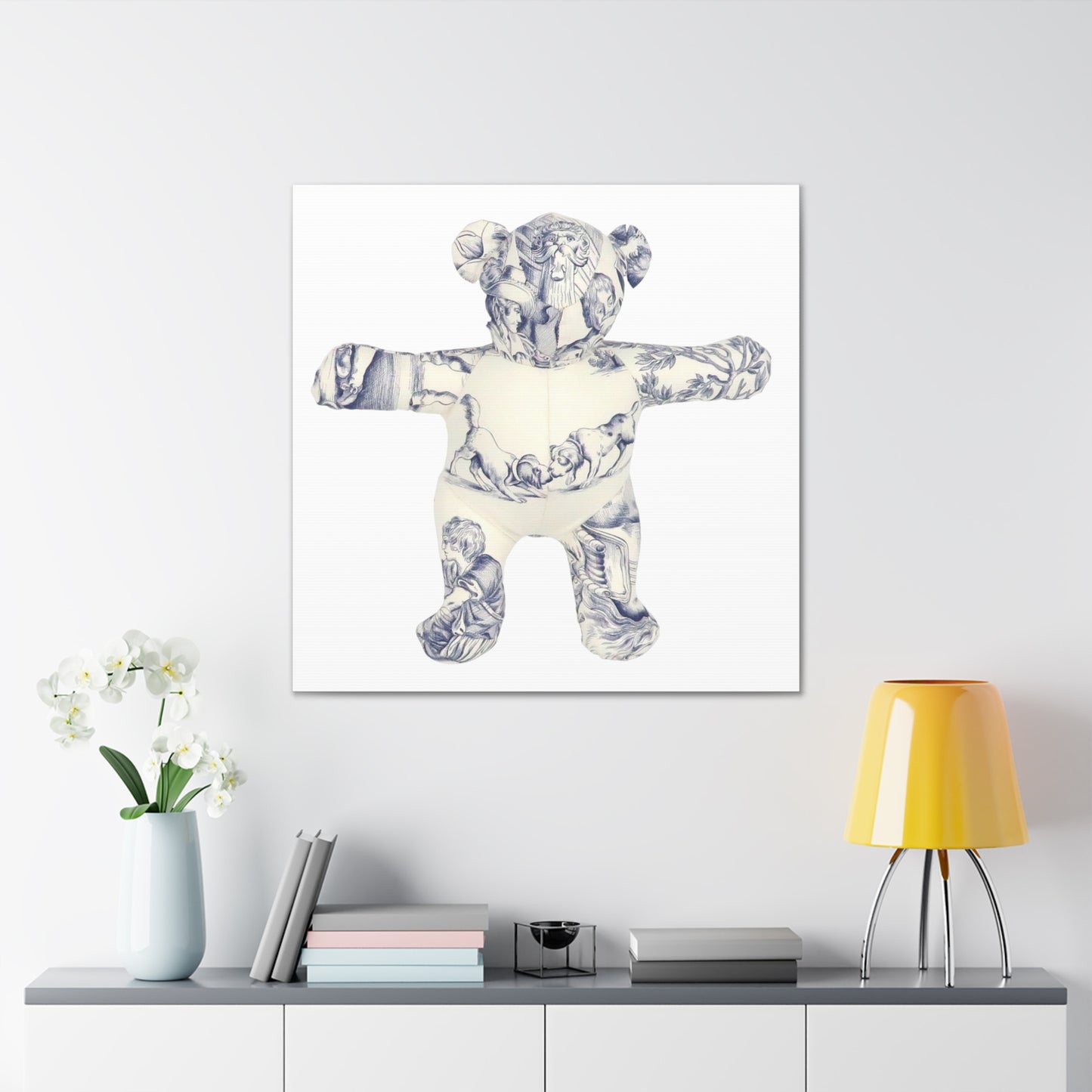 kissing dogs blue and white toile, Canvas Gallery Wraps