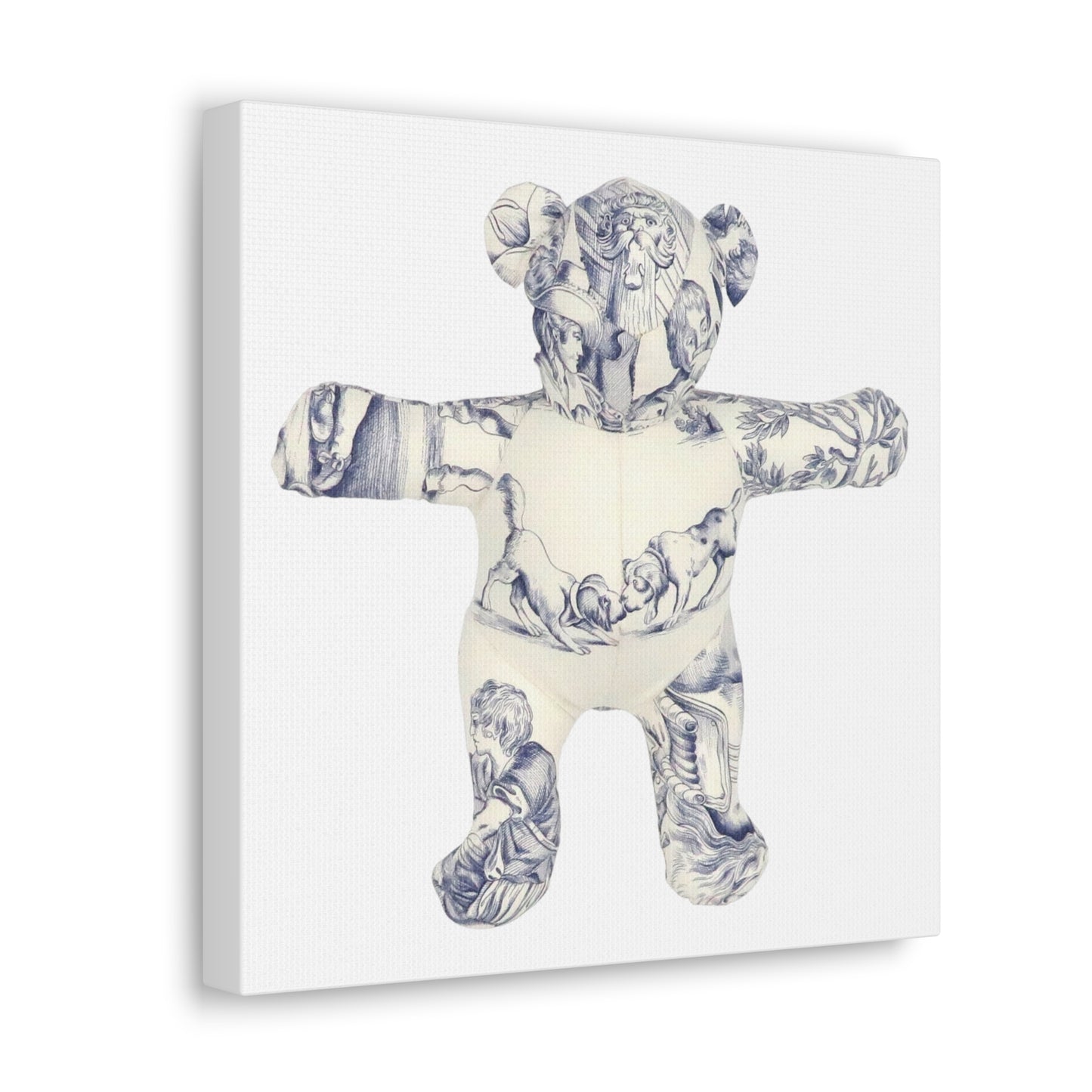 kissing dogs blue and white toile, Canvas Gallery Wraps