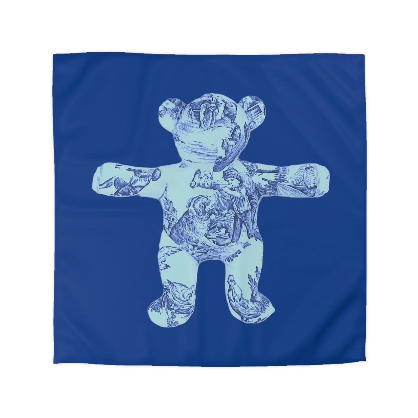 Navy Microfiber Duvet Cover - Double Blue Toile Teddy Bear