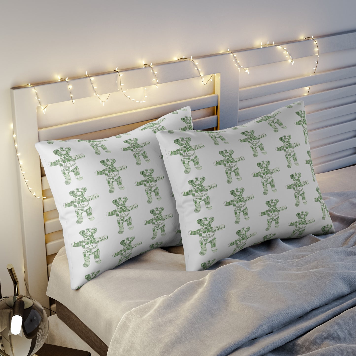 Pillow Sham - Green Vintage Zoo Toile Teddy Bear
