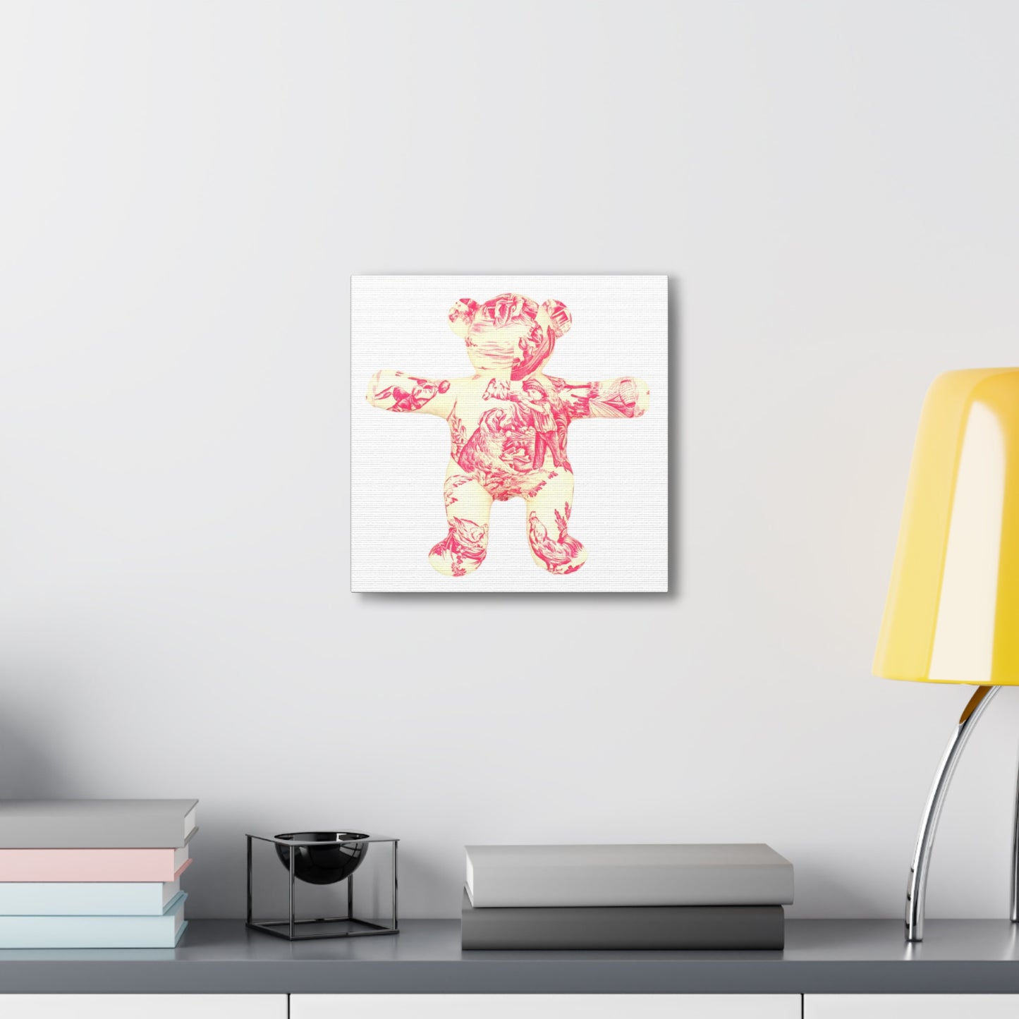 Canvas Print - Red Toile Teddy Bear #1