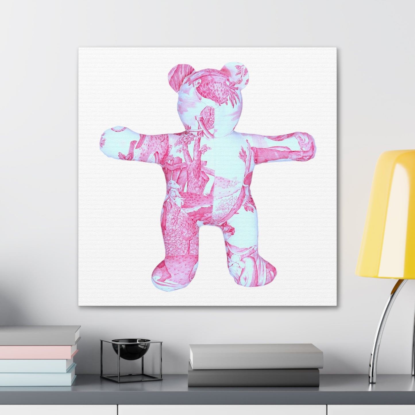 hot pink toile teddy bear