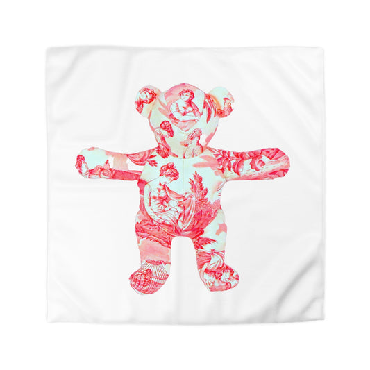 Microfiber Duvet Cover - Pink and Coral Toile Teddy Bear