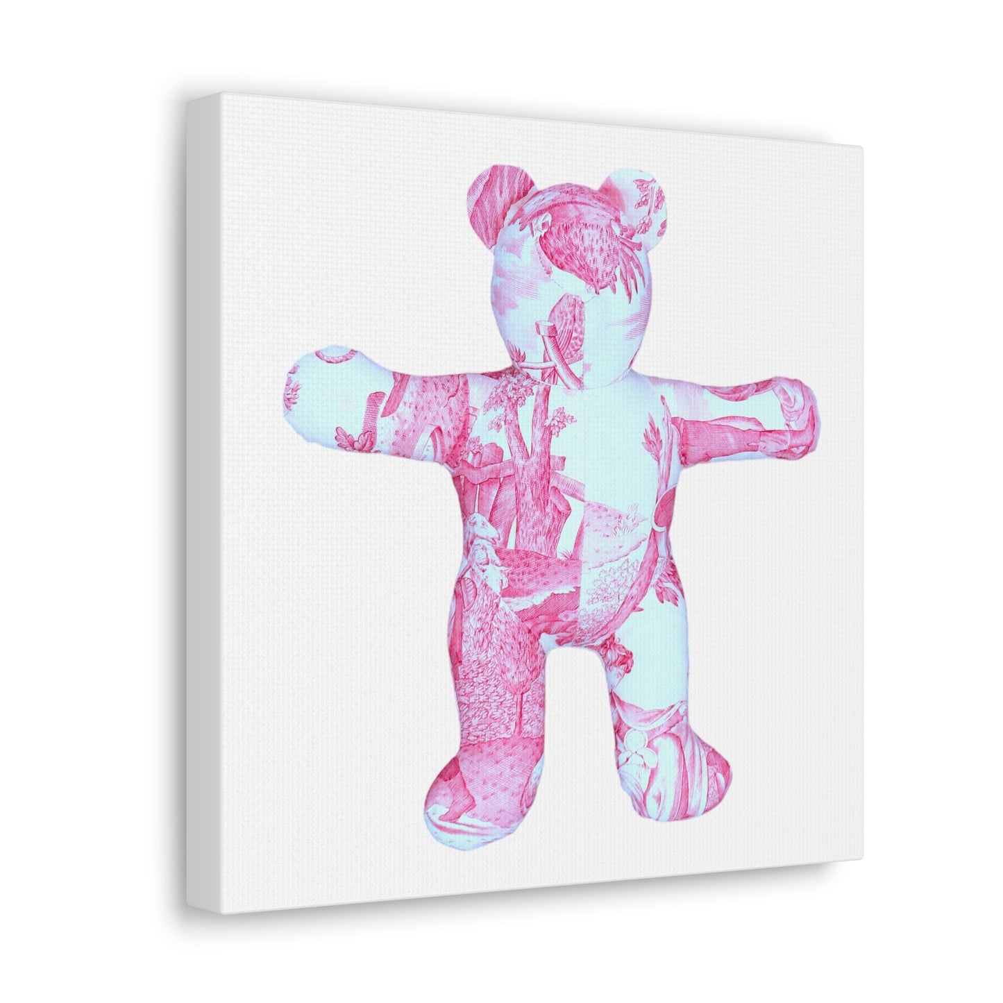 hot pink toile teddy bear