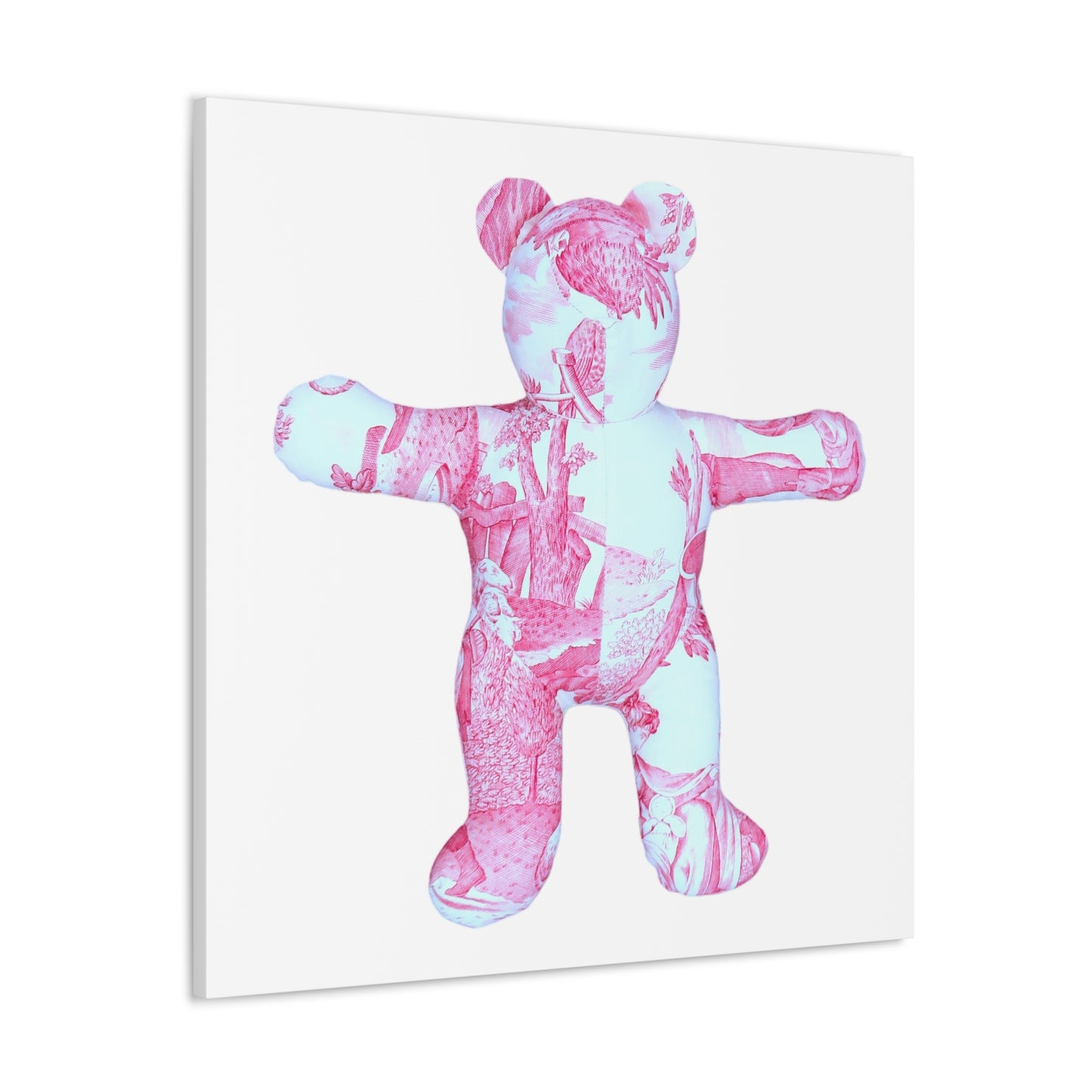 hot pink toile teddy bear