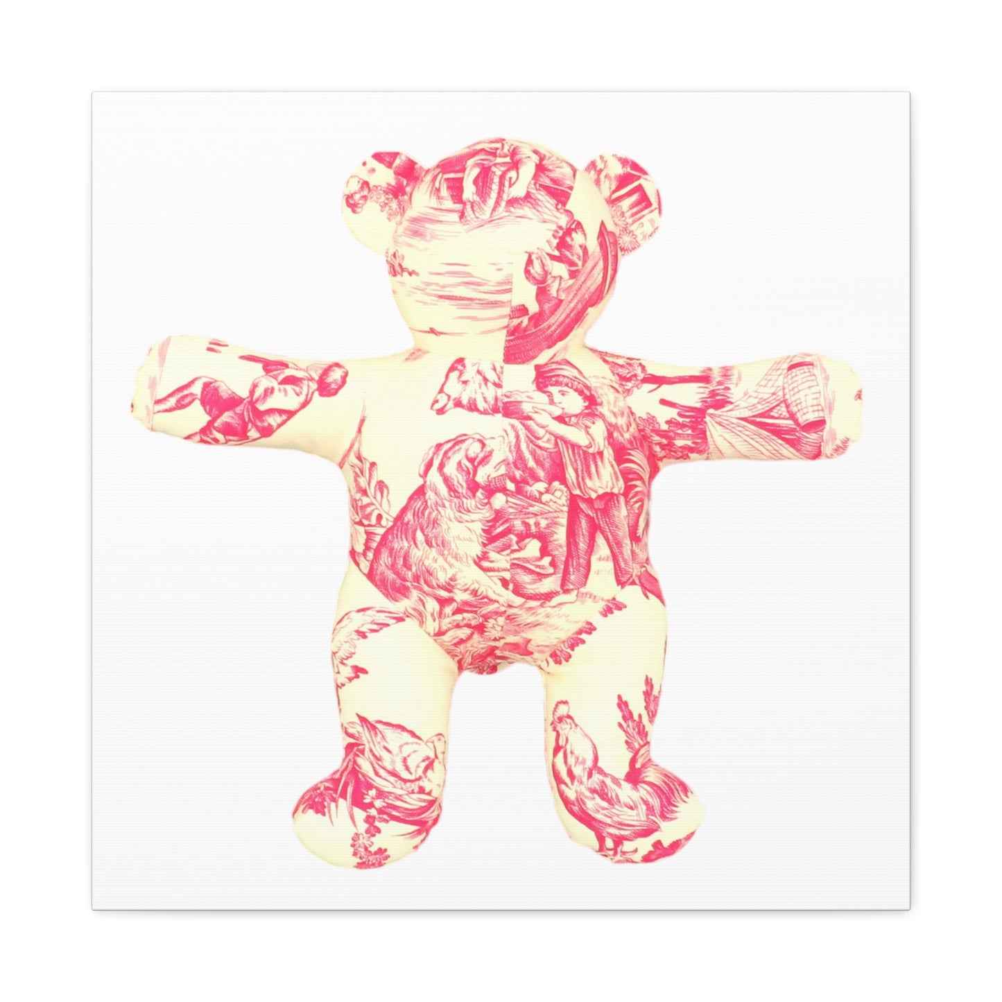 Canvas Print - Red Toile Teddy Bear #1