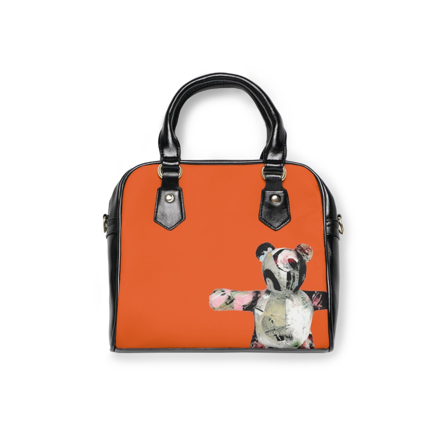 Orange Shoulder Handbag - Graffiti Teddy Bear # 1