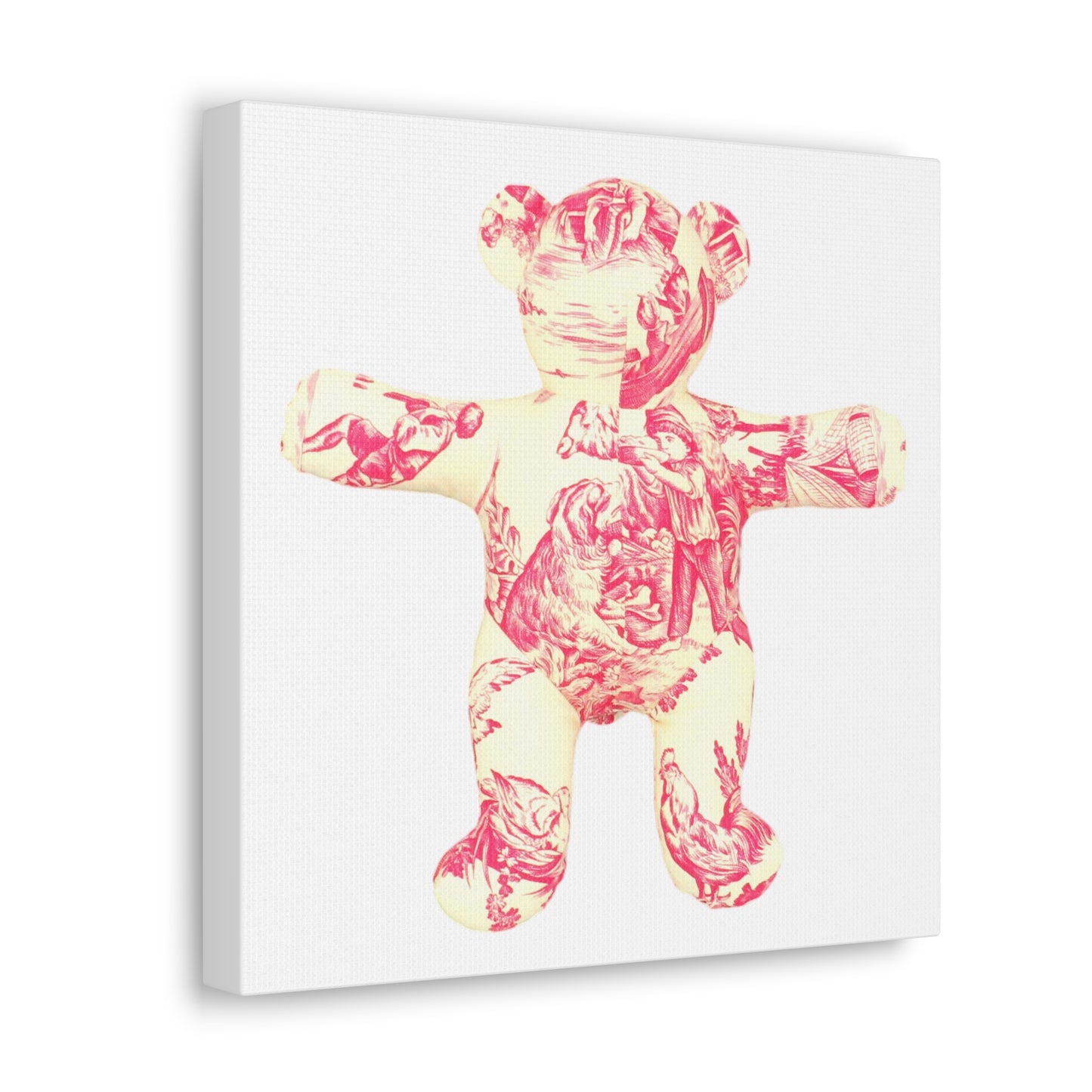 Canvas Print - Red Toile Teddy Bear #1