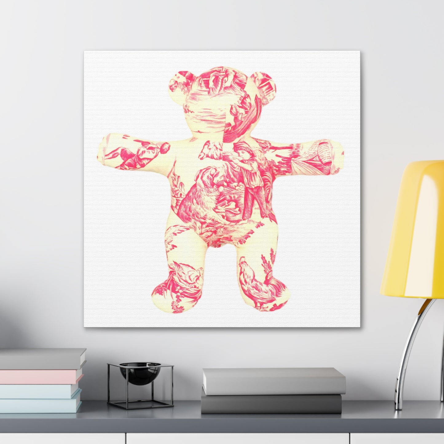 Canvas Print - Red Toile Teddy Bear #1