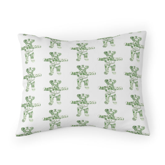 Pillow Sham - Green Vintage Zoo Toile Teddy Bear