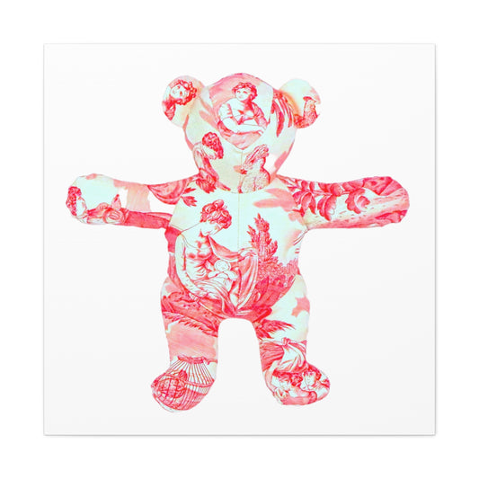 pink and coral ladies toile teddy bear,Canvas Gallery Wraps