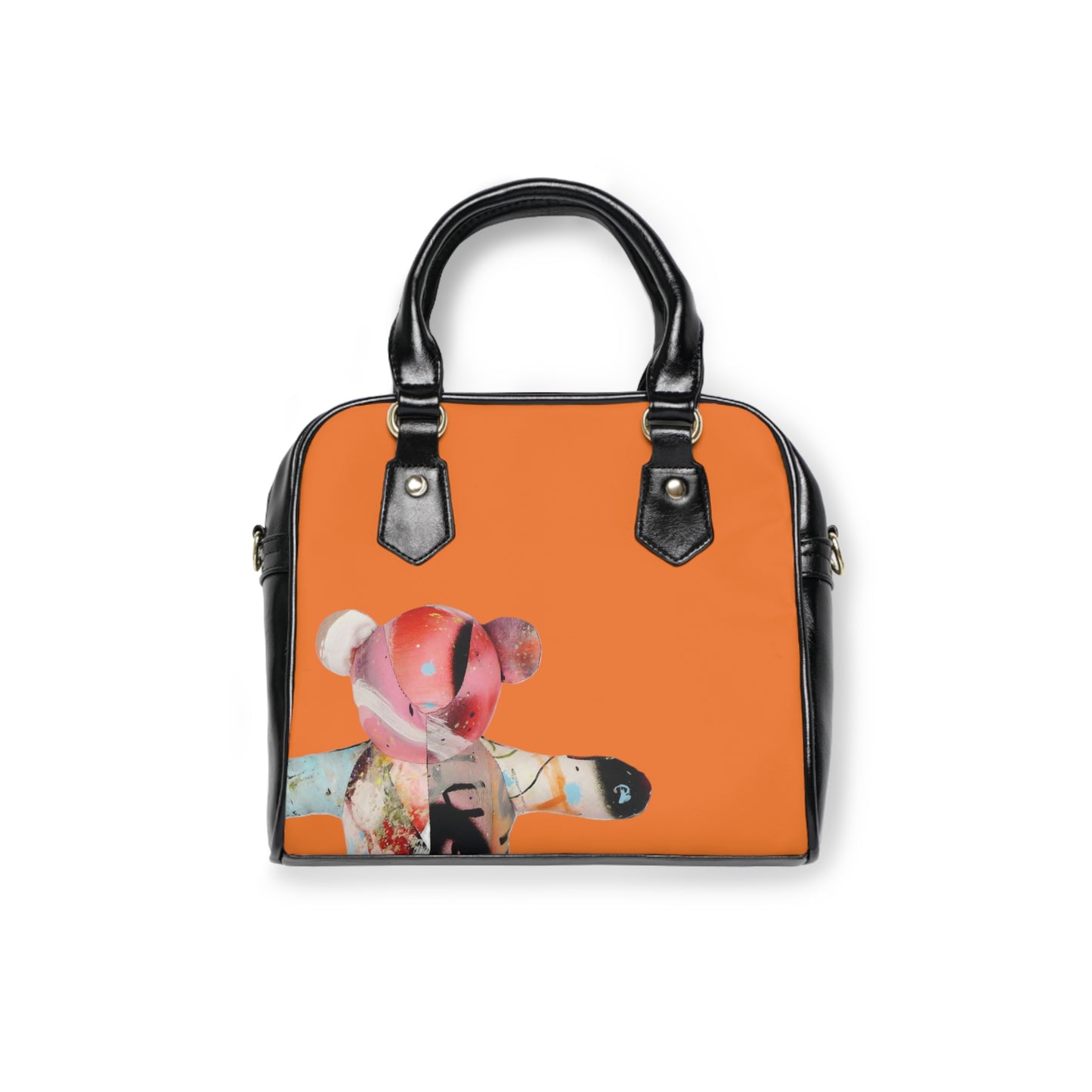 Orange Shoulder Handbag - Graffiti Teddy Bear #2