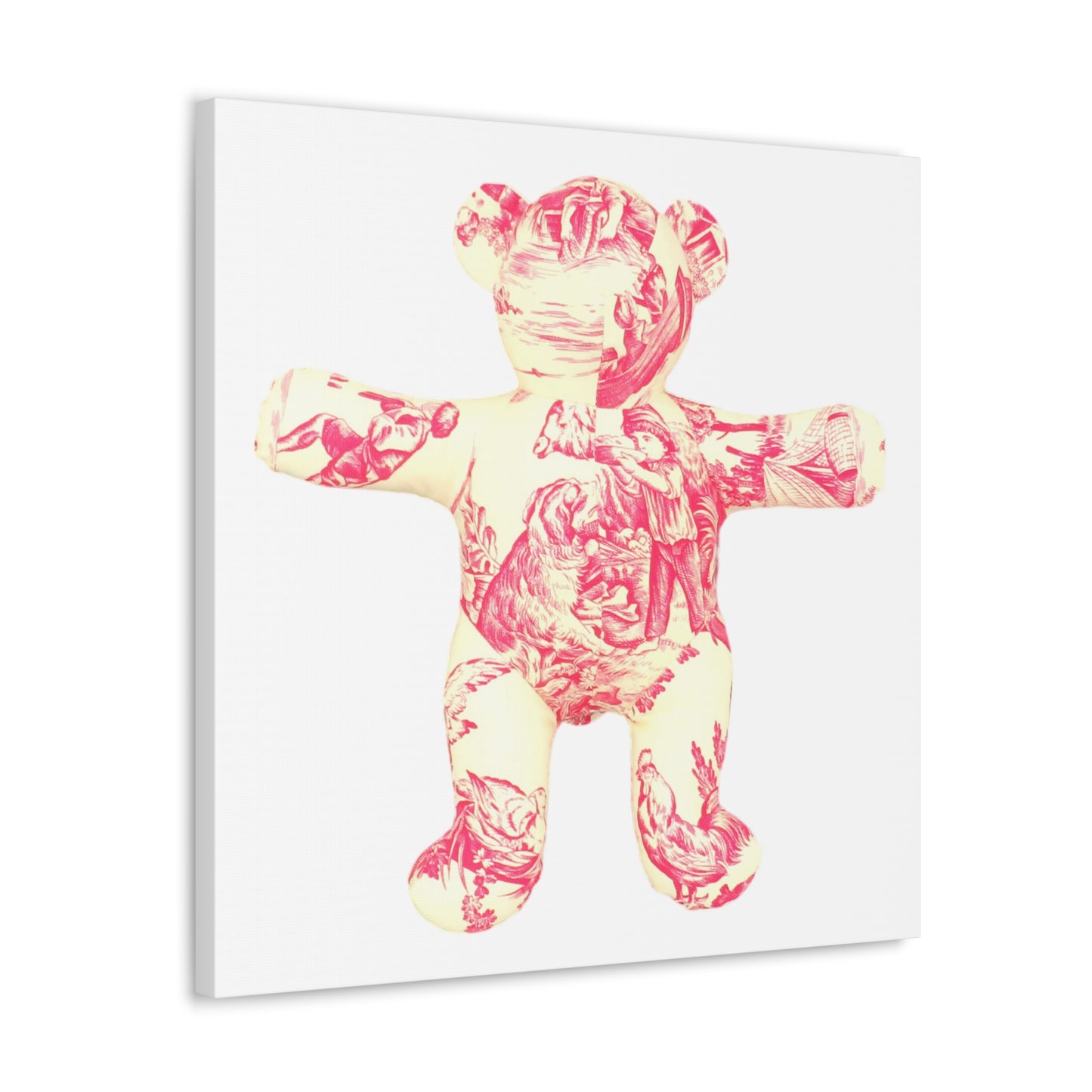 Canvas Print - Red Toile Teddy Bear #1