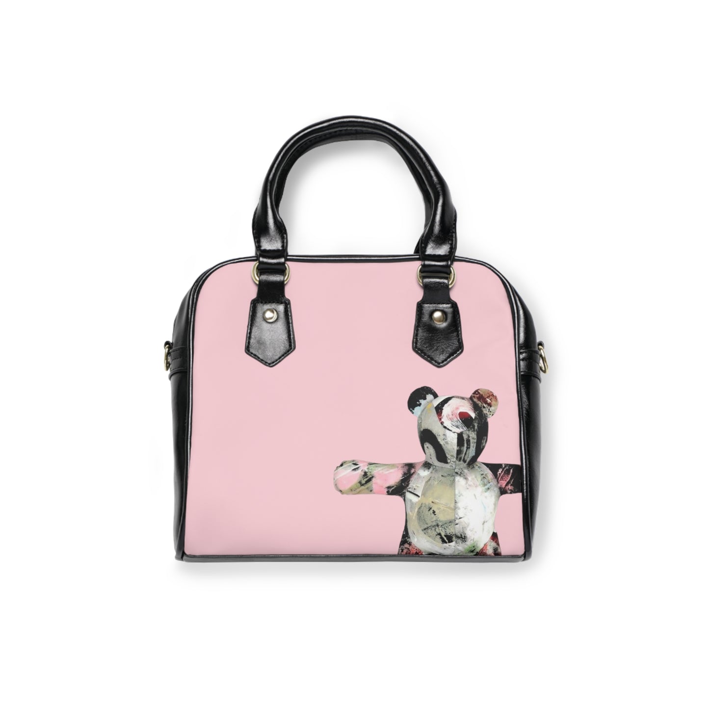 Light Pink Shoulder Handbag - Graffiti Teddy Bear #1