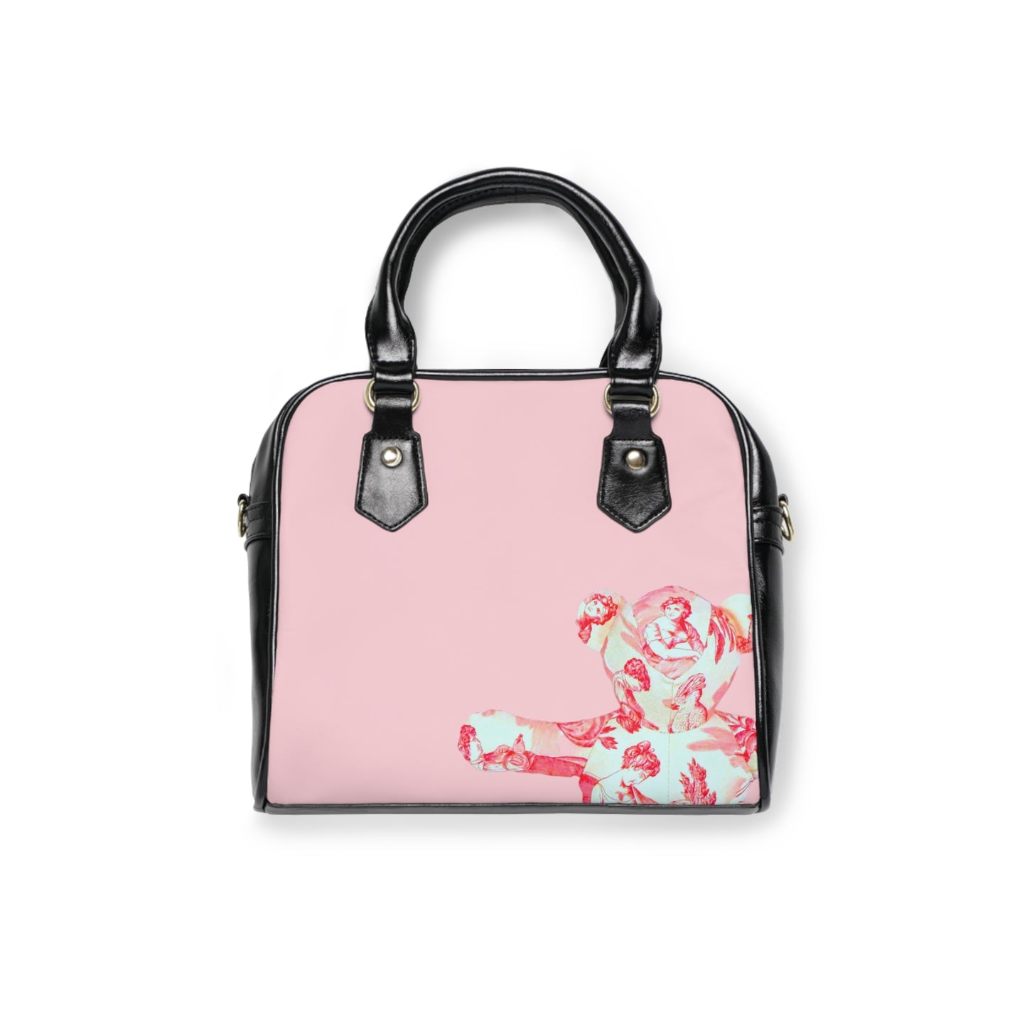 Light Pink Shoulder Handbag - Coral Toile Teddy Bear