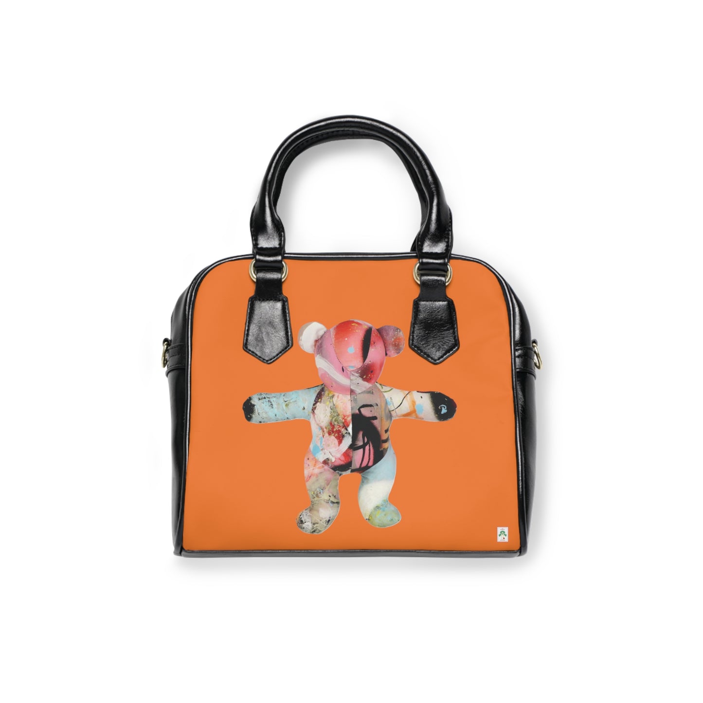 Orange Shoulder Handbag - Graffiti Teddy Bear #2