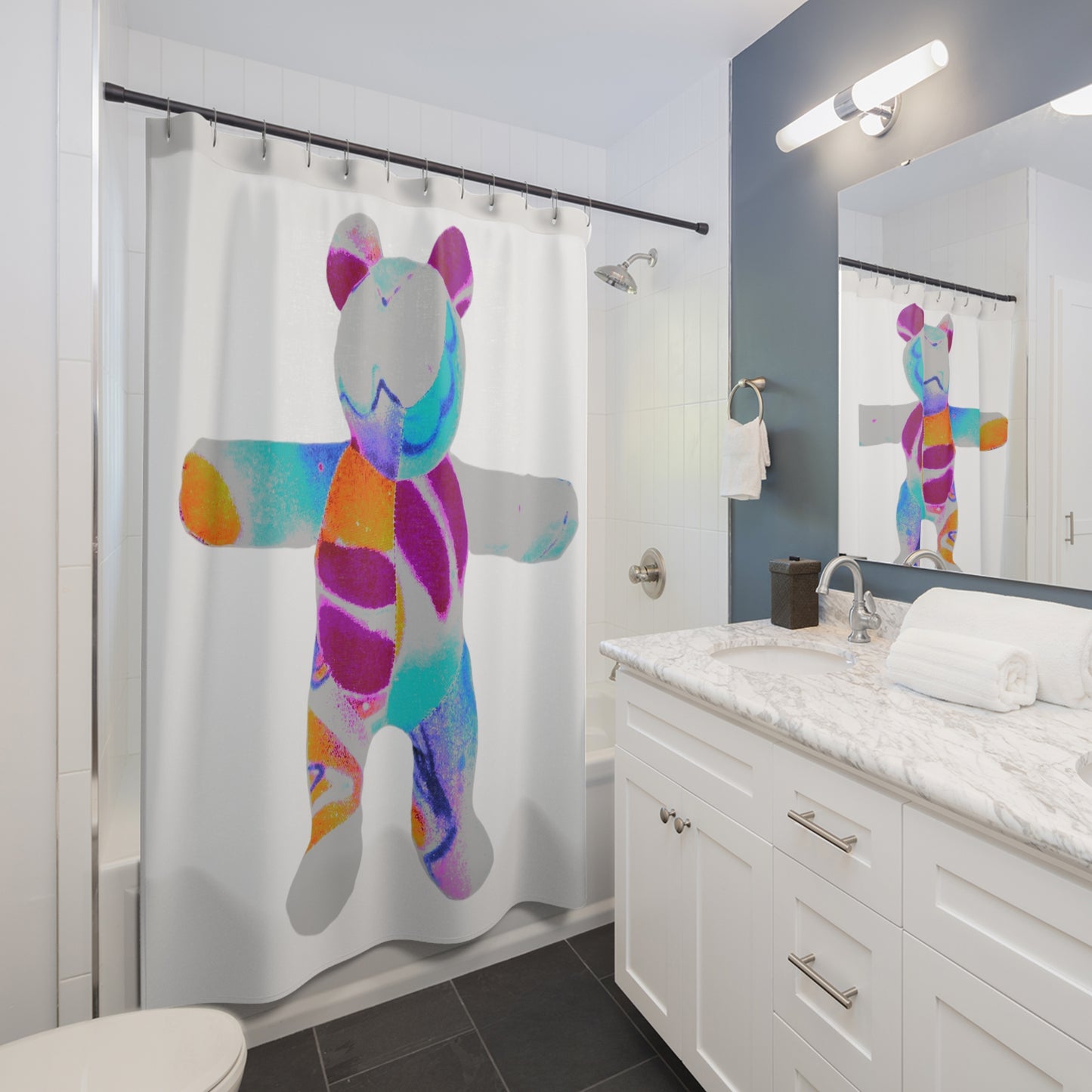 Shower Curtain - Bold Graffiti Teddy Bear