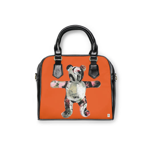 Orange Shoulder Handbag - Graffiti Teddy Bear # 1