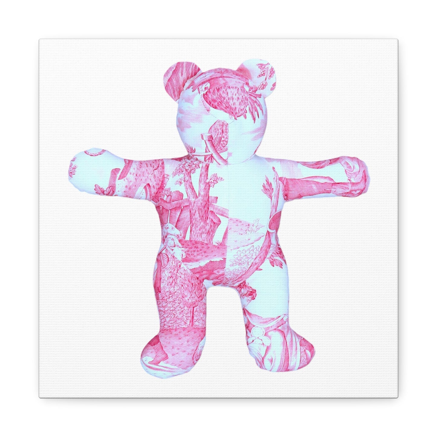 hot pink toile teddy bear