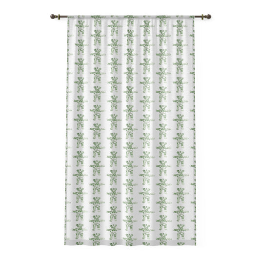 Sheer Window Curtain - Green Vintage Zoo Toile Mini Teddy Bears