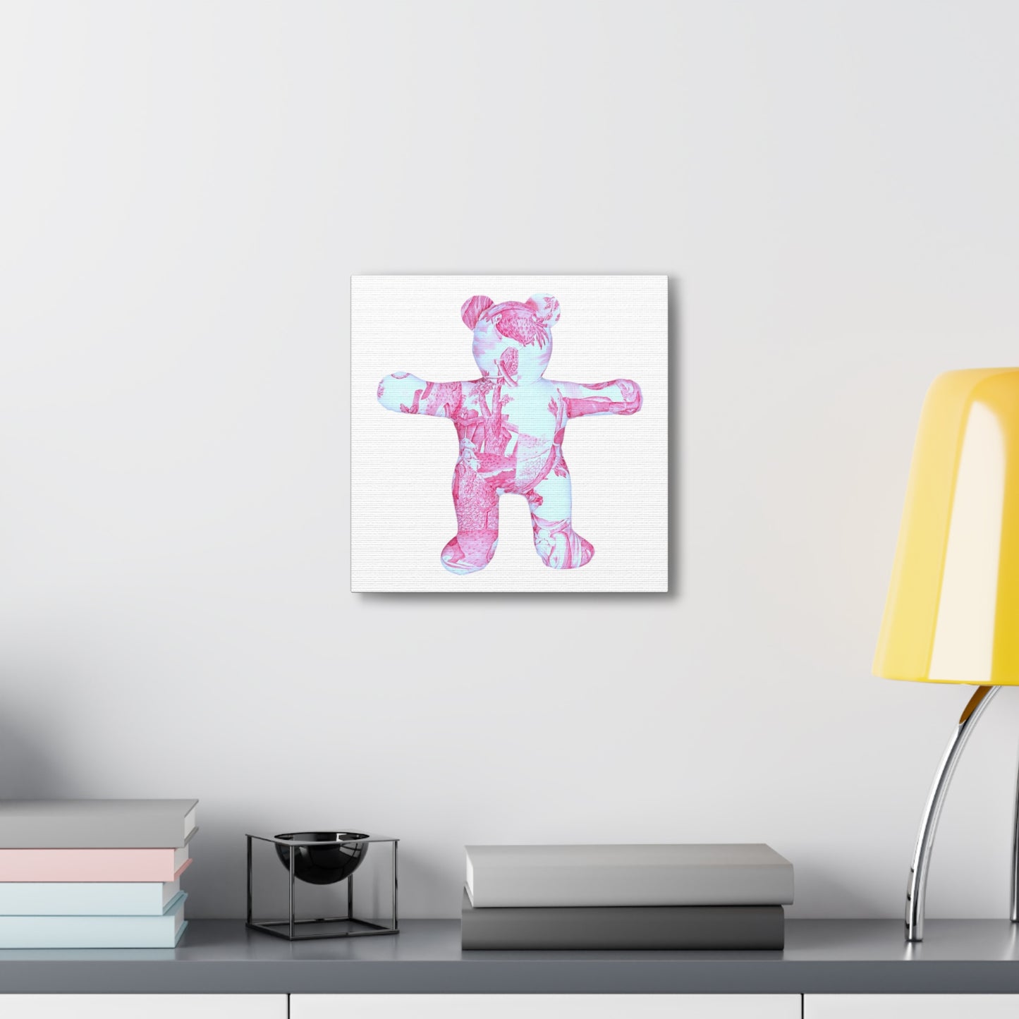 hot pink toile teddy bear