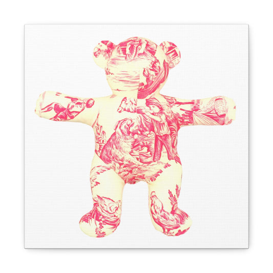 Canvas Print - Red Toile Teddy Bear #1